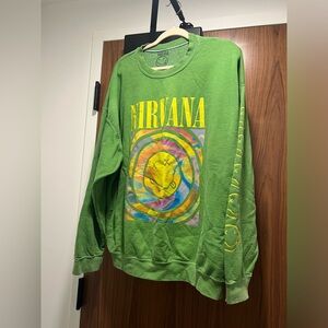 Green Urban Outfitters Nirvana oversized crewneck sweatshirt